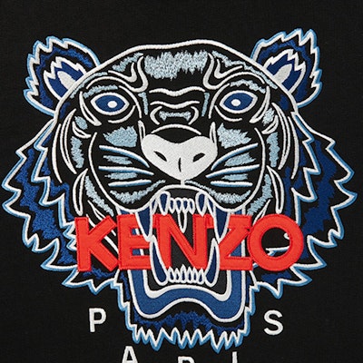 KENZO 2023秋冬黑色连帽衫虎头印花设计. FD65SW3334MF-99J Sizing KENZO 2023秋冬黑色连帽衫虎头印花设计. FD65SW3334MF-99J