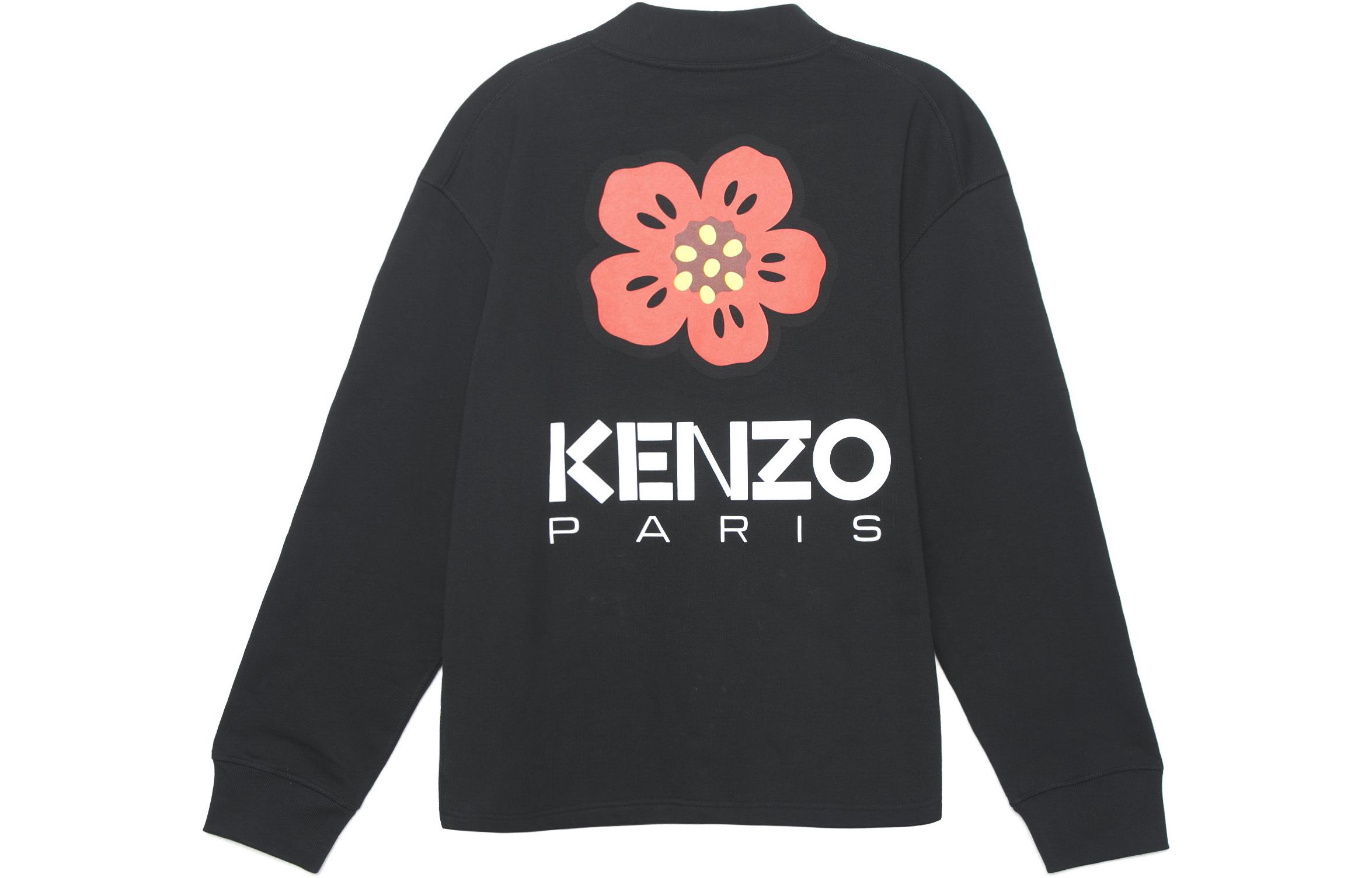 Lookbook KENZO FW23  Black Knit Sweater V-Neck with Floral and Letter Print. FD55SW4464ME99J