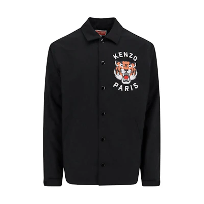 KENZO FW23 Black Letter Print Collared Long Sleeve Jacket. FE55BL0629NG-99