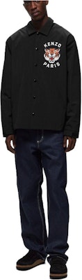 KENZO FW23 Black Letter Print Collared Long Sleeve Jacket. FE55BL0629NG-99 Shop KENZO FW23 Black Letter Print Collared Long Sleeve Jacket. FE55BL0629NG-99