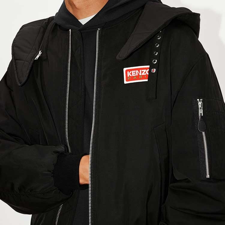 KENZO FW23  Black Logo Patch Plain Hoodie Jacket FD65BL1439NK-99 圖 8