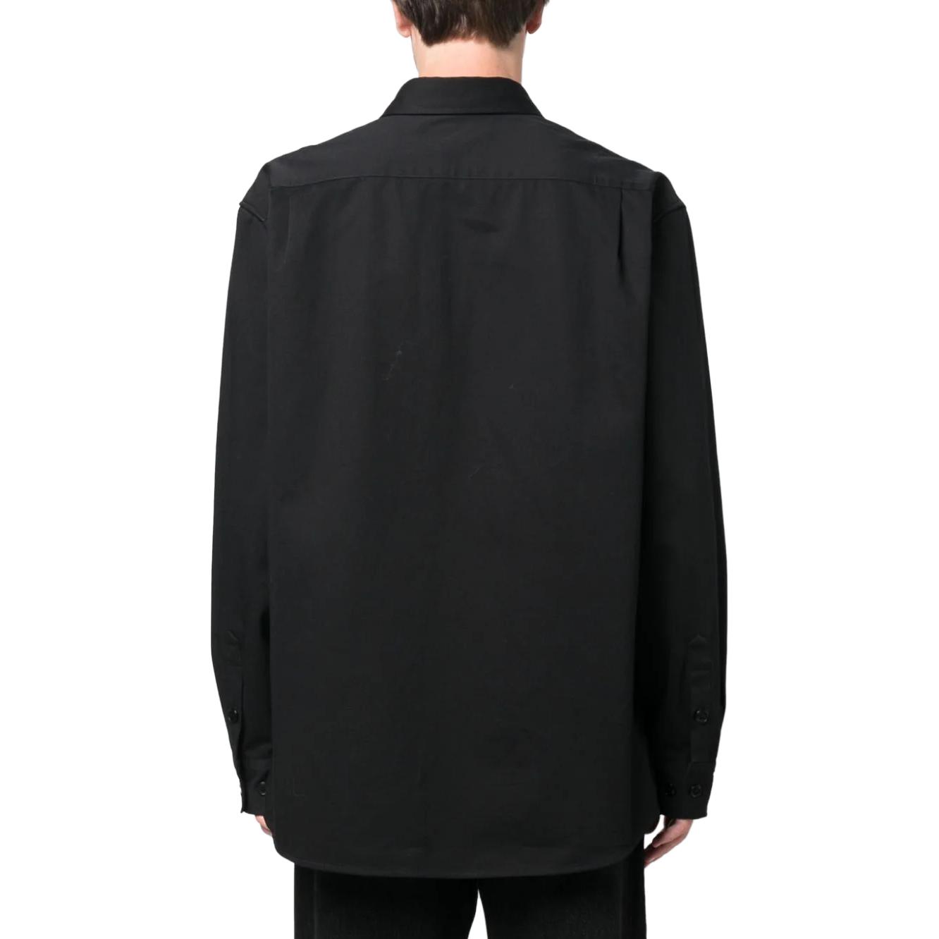 Shop KENZO FW23 Kemeja Lengan Panjang Hitam dengan Bordir Logo. FD65CH4149CA-99