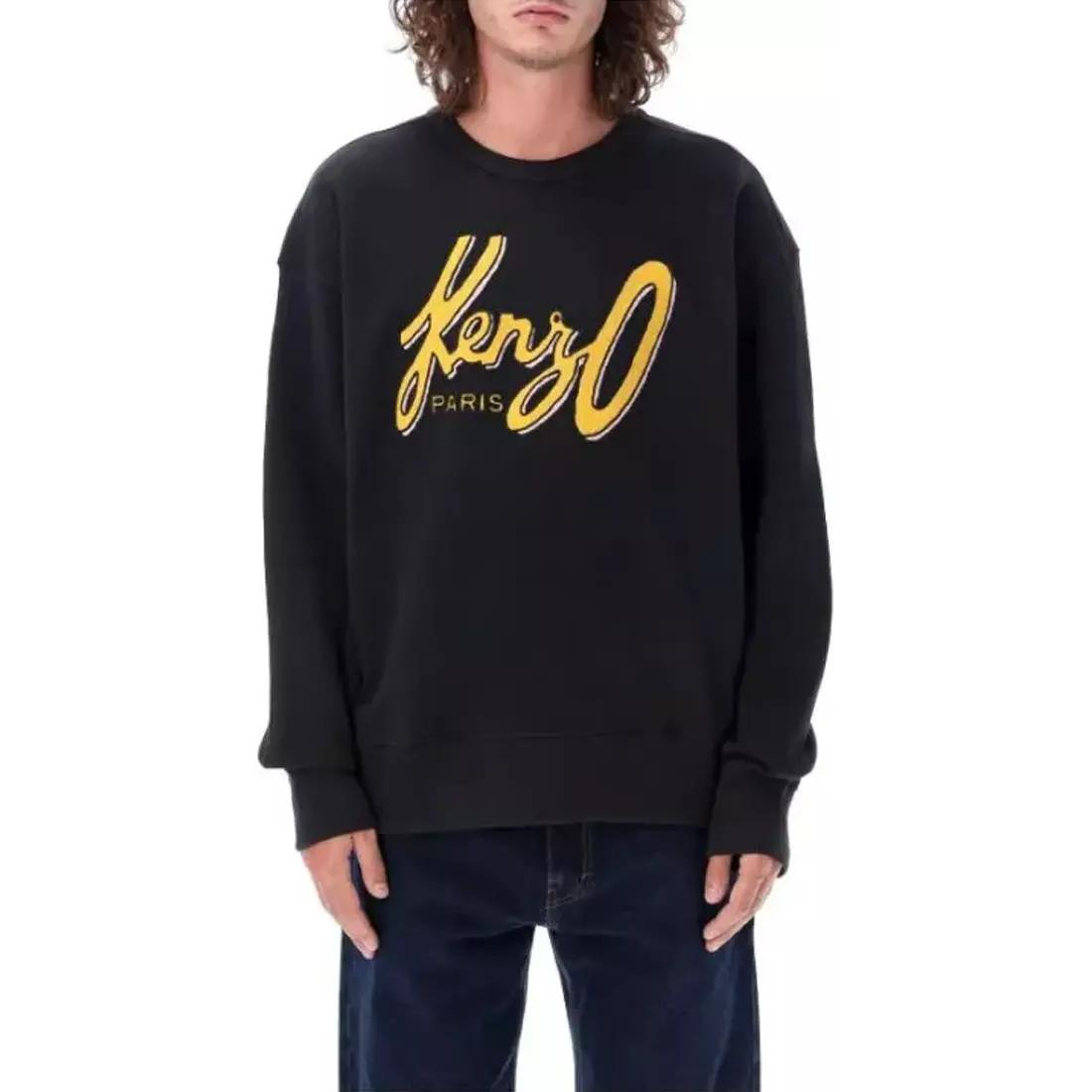 Lookbook KENZO FW23 黑色寬鬆版型字母印花圓領衛衣 FD65SW0884MB-99J