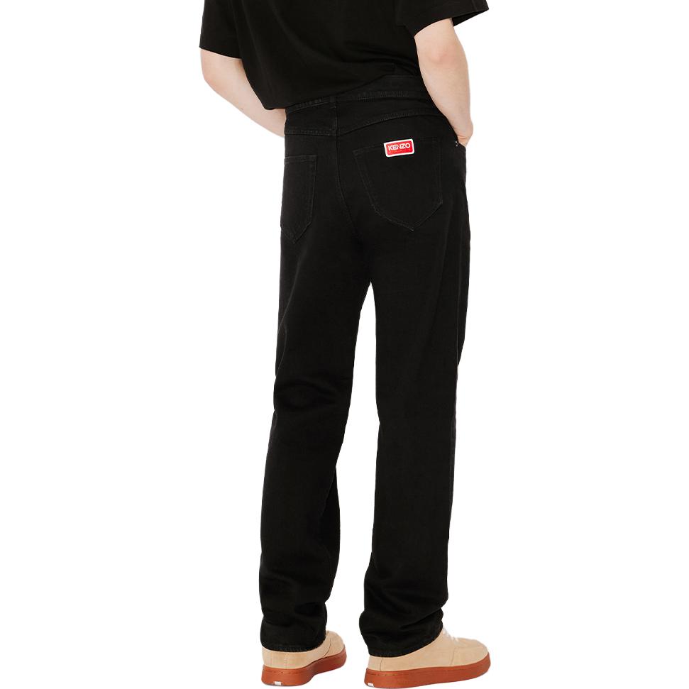 Details for KENZO FW23  Black Mid-Rise Jeans with Solid Logo Patch. FD65DPP336C1-BM