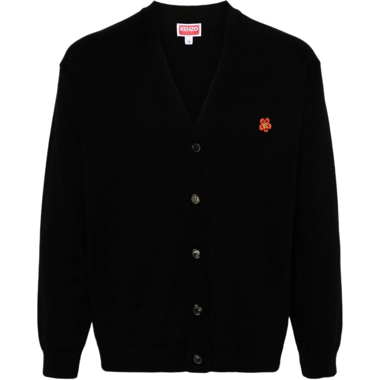 KENZO FW23  Black V-Neck Floral Embroidered Knit Cardigan Sweater FE55CA3813LB-99J