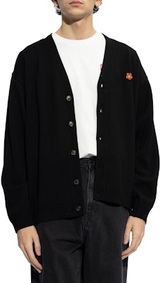 겐조 FW23 블랙 브이넥 플로럴 자수 니트 가디건 스웨터 FE55CA3813LB-99J Shop 겐조 FW23 블랙 브이넥 플로럴 자수 니트 가디건 스웨터 FE55CA3813LB-99J