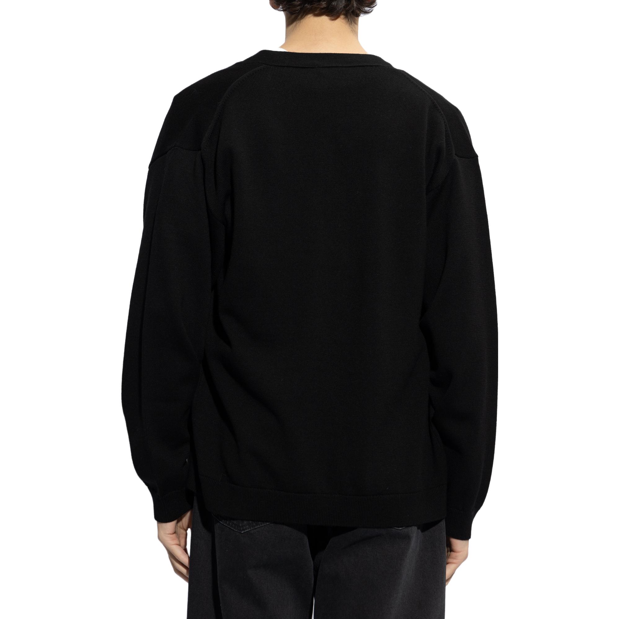 Purchase 겐조 FW23 블랙 브이넥 플로럴 자수 니트 가디건 스웨터 FE55CA3813LB-99J