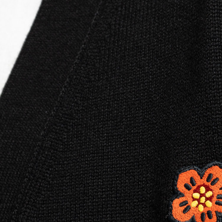 Details for 겐조 FW23 블랙 브이넥 플로럴 자수 니트 가디건 스웨터 FE55CA3813LB-99J