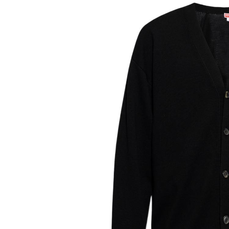 Sizing 겐조 FW23 블랙 브이넥 플로럴 자수 니트 가디건 스웨터 FE55CA3813LB-99J