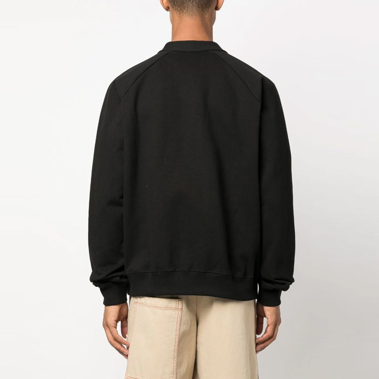 Shop KENZO FW23 Hitam Cardigan Rajut V-Neck Pola Logo Kancing Depan. FD65SW0854ME-99J