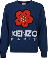 KENZO FW23 Navy Blue Logo Print Wool Crewneck Sweater. FD65PU4273LD73 KENZO FW23 Navy Blue Logo Print Wool Crewneck Sweater. FD65PU4273LD73