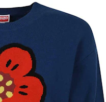Purchase KENZO FW23 海軍藍標誌印花羊毛圓領毛衣。 FD65PU4273LD73