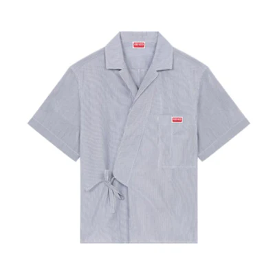 KENZO FW23 Solid Logo Patch Short Sleeve Polo Shirt Midnight Blue FD65CH1169LD-77