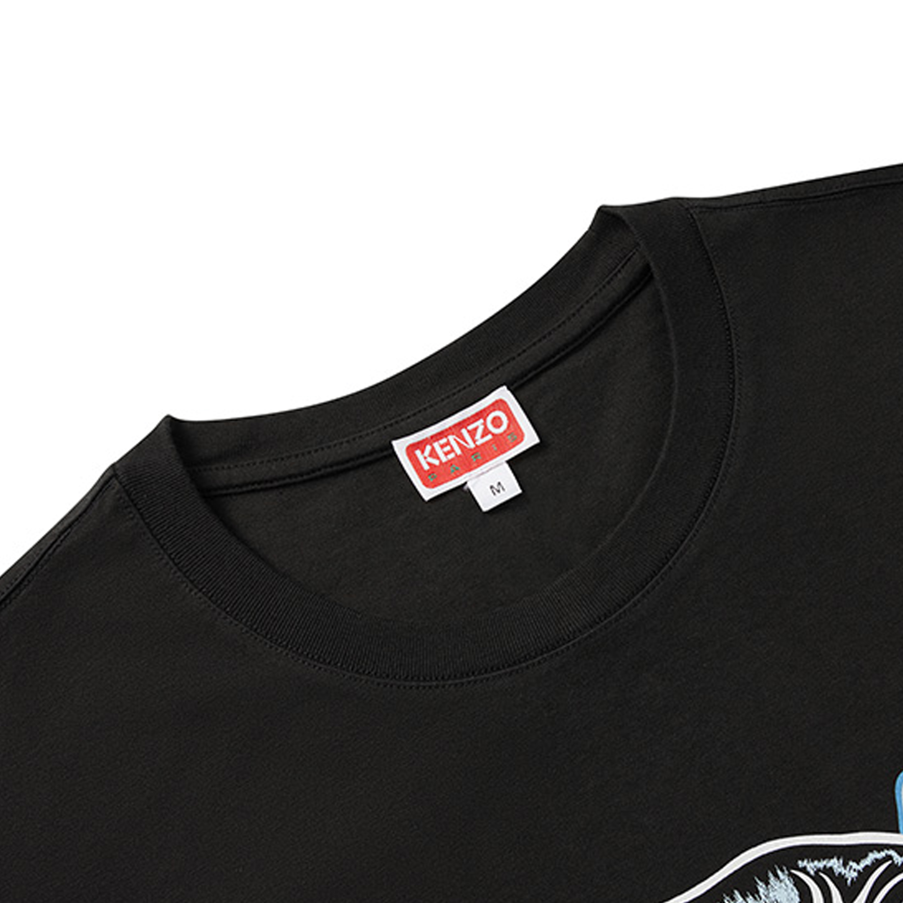 Shop KENZO FW23 老虎標誌印花短袖T恤 黑色款式 FD65TS0204SO-99J