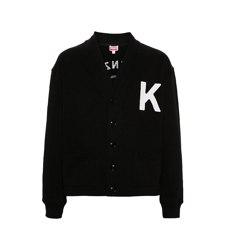KENZO FW23  V-Neck Embroidered Logo Cardigan Black FE55SW1894ME-99J