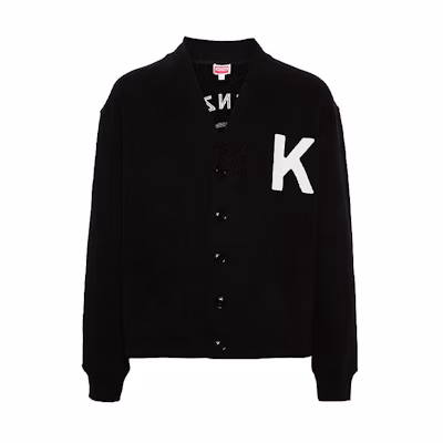 KENZO FW23 V-Neck Embroidered Logo Cardigan Black FE55SW1894ME-99J