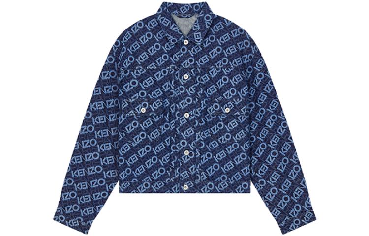 Kenzo FW23 All-Over Logo Printed Pocket Jacket Men’s Blue FD65DV3036BM-DM