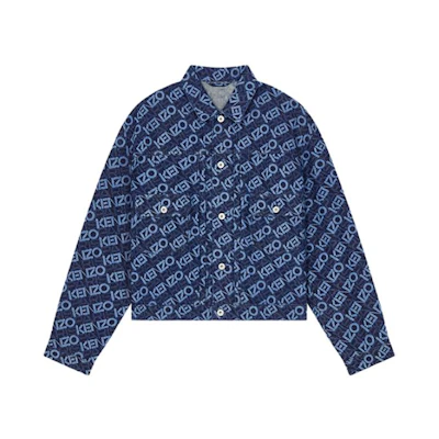 Kenzo FW23 All-Over Logo Printed Pocket Jacket Men’s Blue FD65DV3036BM-DM