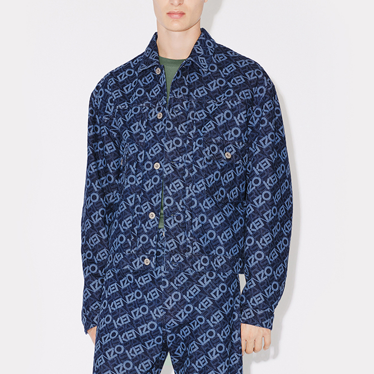 Purchase 겐조 FW23 올오버 로고 프린트 포켓 자켓 남성 블루 FD65DV3036BM-DM