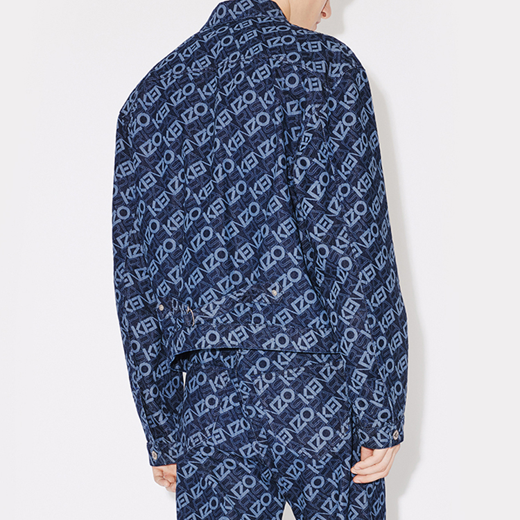 Details for 겐조 FW23 올오버 로고 프린트 포켓 자켓 남성 블루 FD65DV3036BM-DM