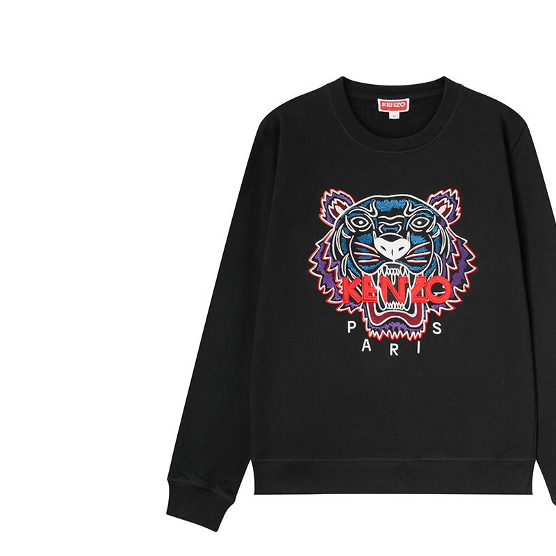 Sizing ケンゾー FW23 ブラック クルーネック スウェットシャツ タイガーロゴ刺繍入り FD62SW8244MF-99J