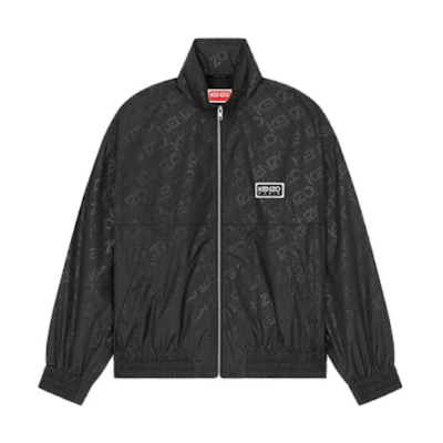 KENZO FW23 Black Zip-Up Jacket with Logo Print FD65BL1669MA-99J