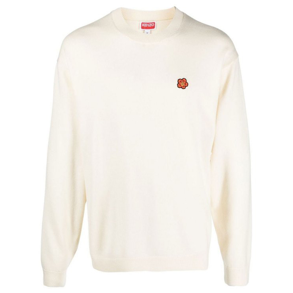 KENZO FW23 Floral Embroidered Unisex Knit Sweater Beige. FD55PU3813LB-02