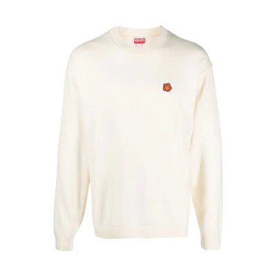 KENZO FW23 Floral Embroidered Unisex Knit Sweater Beige. FD55PU3813LB-02