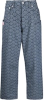KENZO FW23 Geometric Print Tapered Jeans Navy Blue FE55DP4086K1-DM KENZO FW23 Geometric Print Tapered Jeans Navy Blue FE55DP4086K1-DM