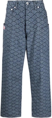 KENZO FW23 Geometric Print Tapered Jeans Navy Blue FE55DP4086K1-DM Order KENZO FW23 Geometric Print Tapered Jeans Navy Blue FE55DP4086K1-DM