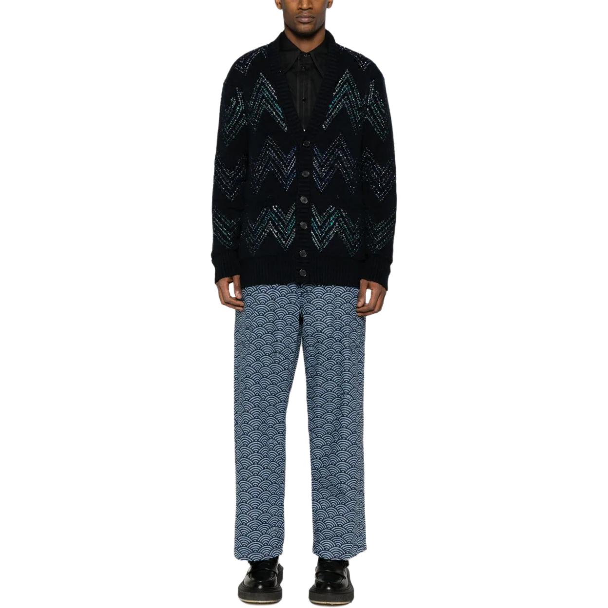 Lookbook KENZO FW23 Geometric Print Tapered Jeans  Navy Blue FE55DP4086K1-DM