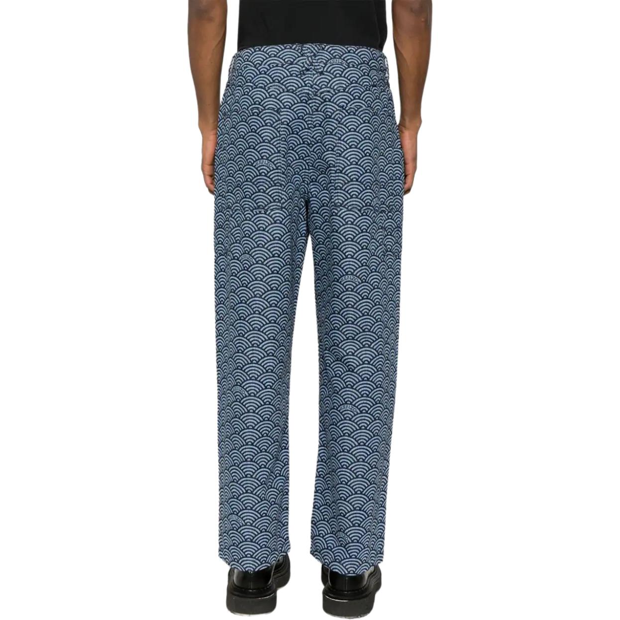 Shop KENZO FW23 Geometric Print Tapered Jeans  Navy Blue FE55DP4086K1-DM