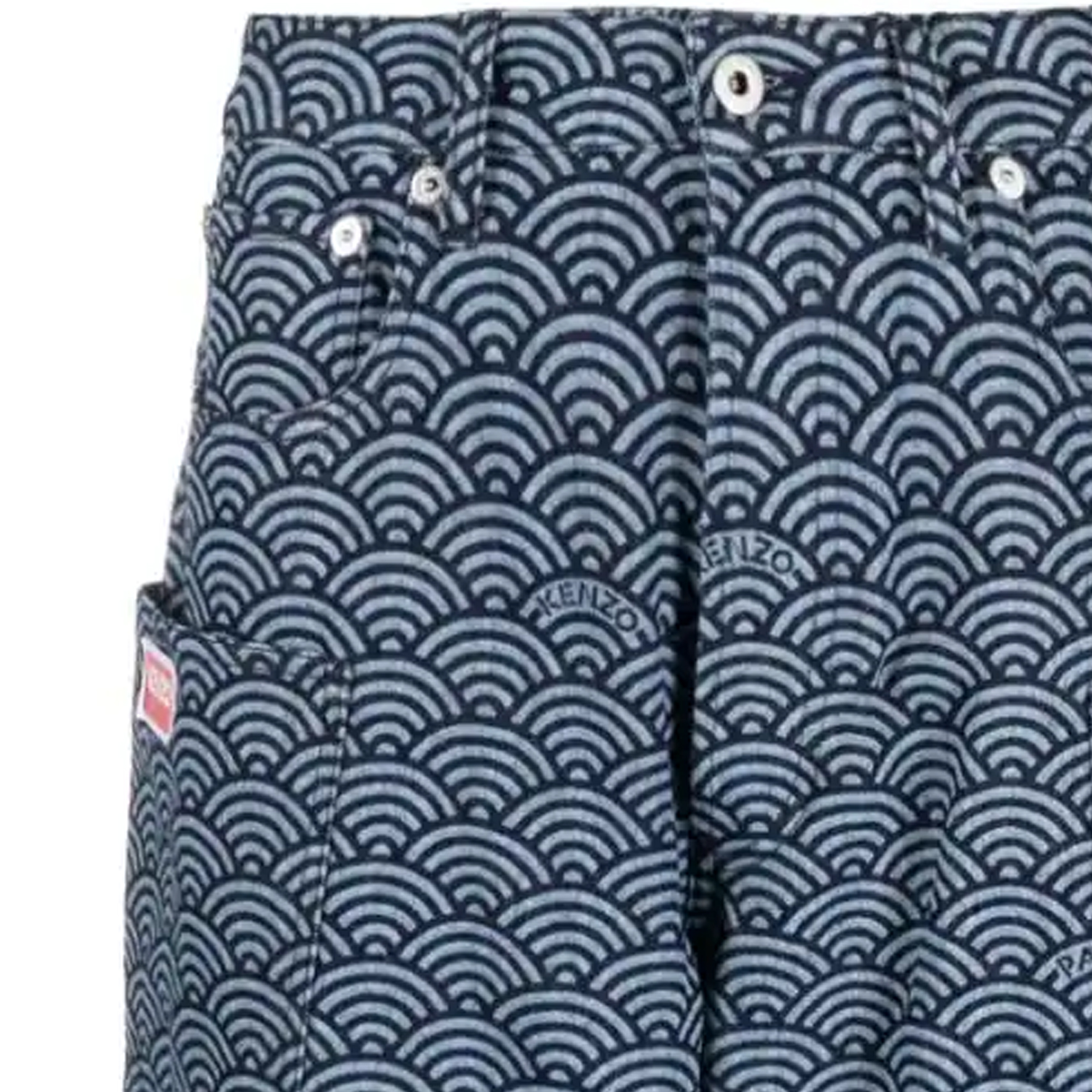 Sizing KENZO FW23 Geometric Print Tapered Jeans  Navy Blue FE55DP4086K1-DM