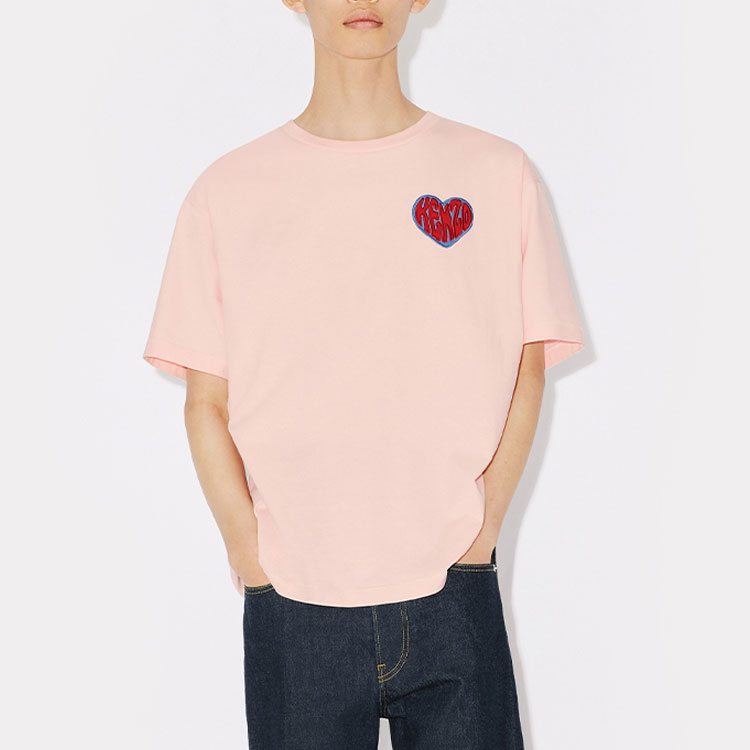 Purchase KENZO FW23 Camiseta Unisex Rosa Claro con Estampado de Corazón y Manga Corta. FD65TS1304SO-34