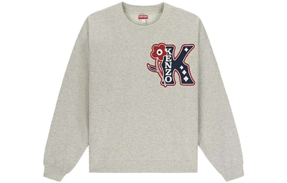 KENZO FW23 Letter Print Unisex Crewneck Sweatshirt Gray Long Sleeve Casual Wear FD62SW1074MF-93