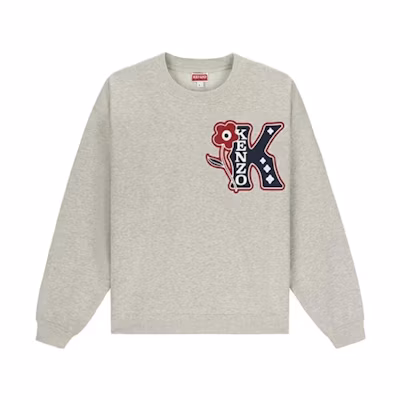 KENZO FW23 Letter Print Unisex Crewneck Sweatshirt Gray Long Sleeve Casual Wear FD62SW1074MF-93