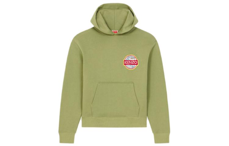 KENZO FW23 Logo Appliqué Unisex Hoodie Gray Green FD65SW0914MV-61