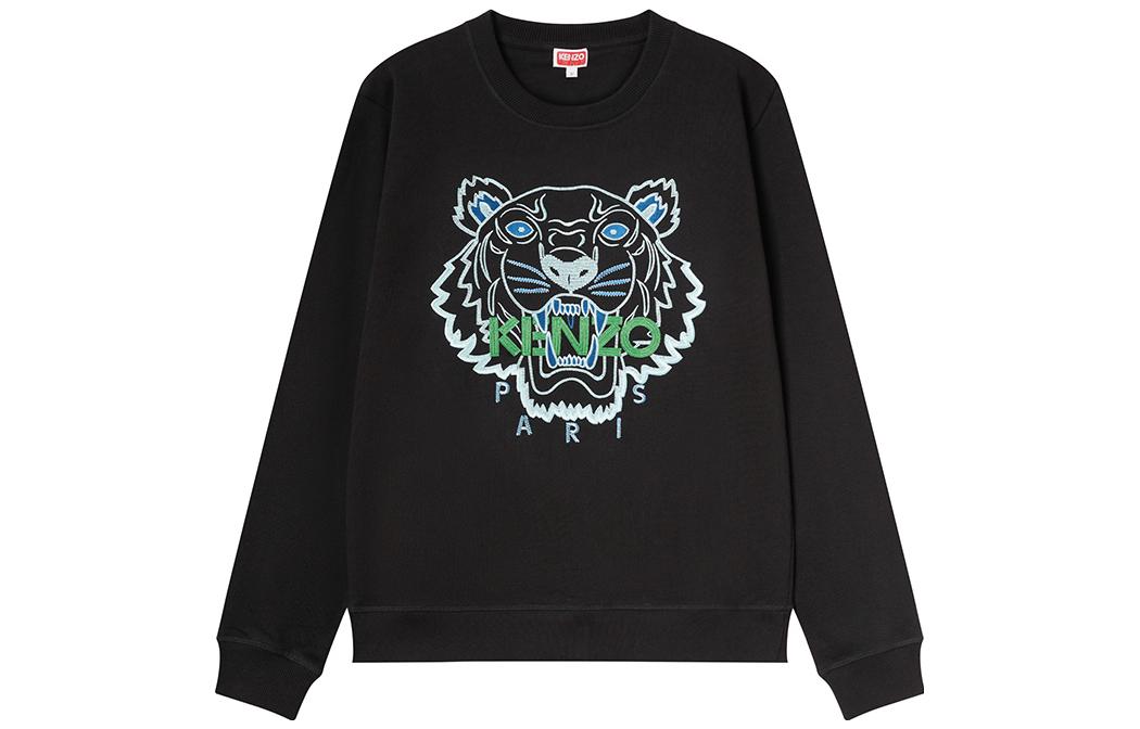 KENZO FW23 Logo Embroidered Tiger Crewneck Sweatshirt Black () FD65SW1094MF-99J