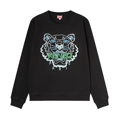 KENZO FW23 Logo Embroidered Tiger Crewneck Sweatshirt Black () FD65SW1094MF-99J