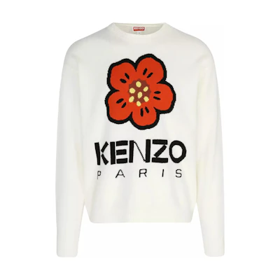 KENZO FW23 Logo Print Wool Crewneck Sweater Men’s Off-White FD65PU4273LD002