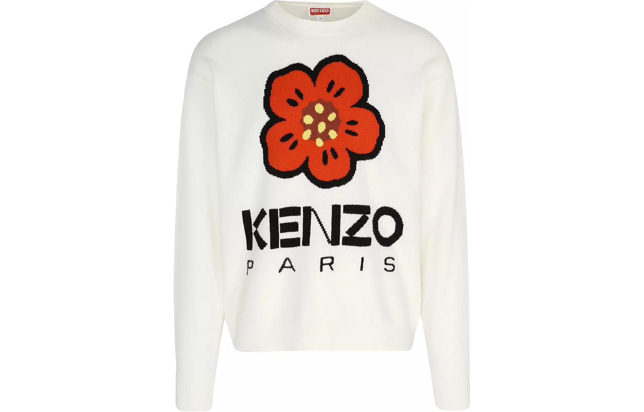 Order KENZO FW23 Baju Sejuk Lelaki Logo Wool Crewneck Warna Off-White FD65PU4273LD002