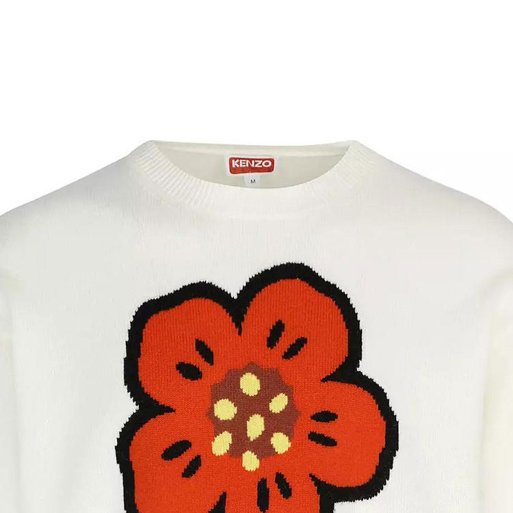 Cheap KENZO FW23 Baju Sejuk Lelaki Logo Wool Crewneck Warna Off-White FD65PU4273LD002