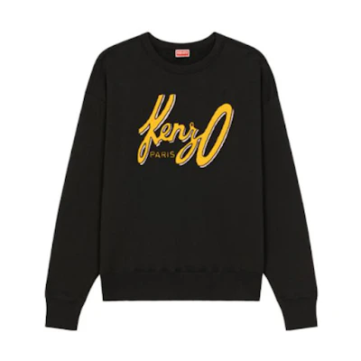 Kenzo FW23 Logo Printed Crewneck Sweatshirt Unisex Black FD65SW0884MB-99