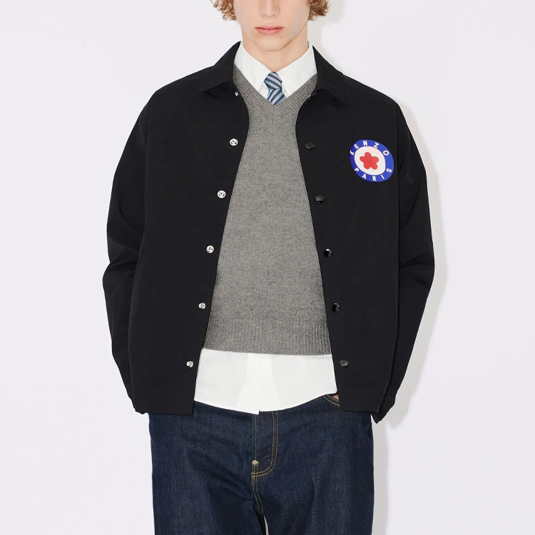 KENZO FW23 Logo Printed Single-Breasted Long Sleeve Jacket Men Black FD65BL0619NG-99 圖 5