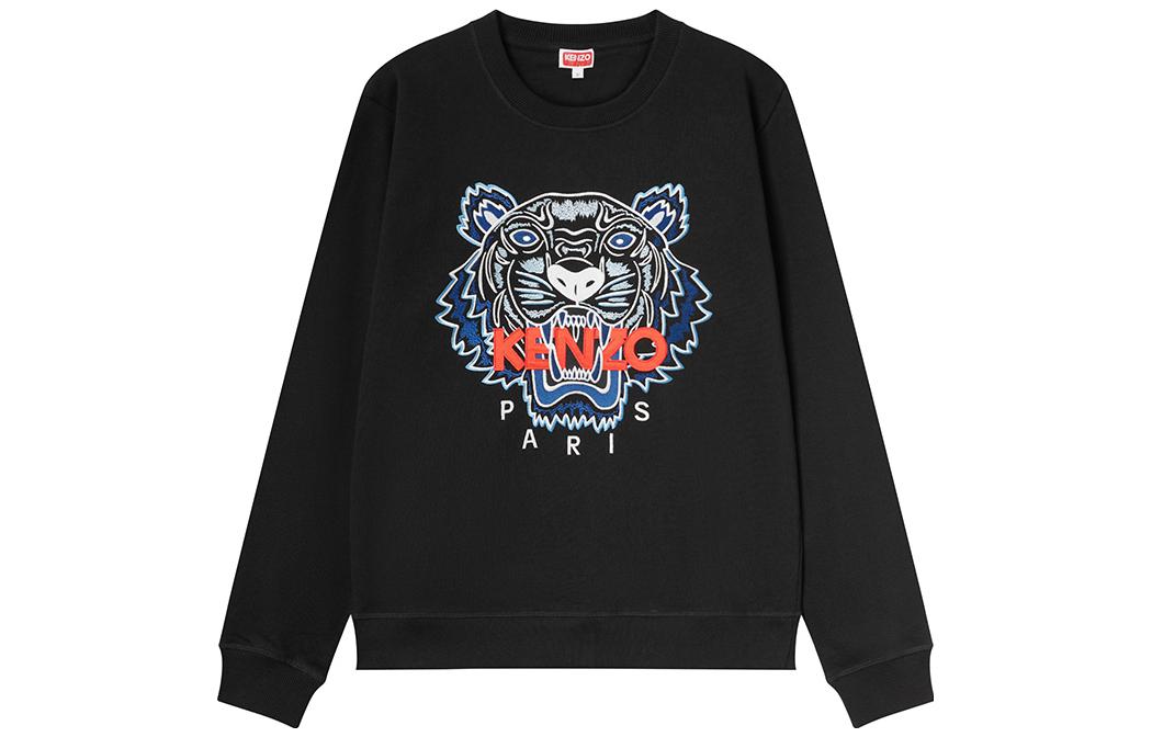 KENZO FW23 Logo Tiger Head Print Crewneck Sweatshirt Black FD65SW1234MF-99J