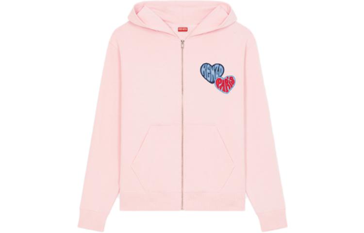 KENZO FW23 Pink Heart Logo Print Unisex Hoodie. FD65SW0804MF-34