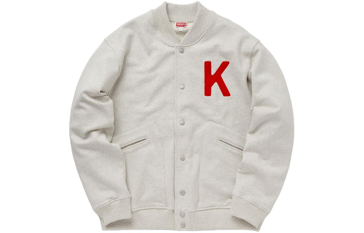Kenzo FW23 White Single-Breasted Jacket with Letter Pattern for Men FE58SW0124ME-93
