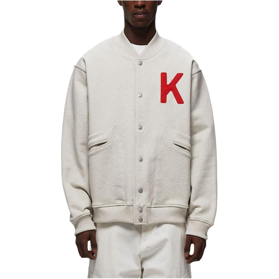 Lookbook 겐조 FW23 남성용 화이트 레터 패턴 싱글 브레스티드 재킷 FE58SW0124ME-93