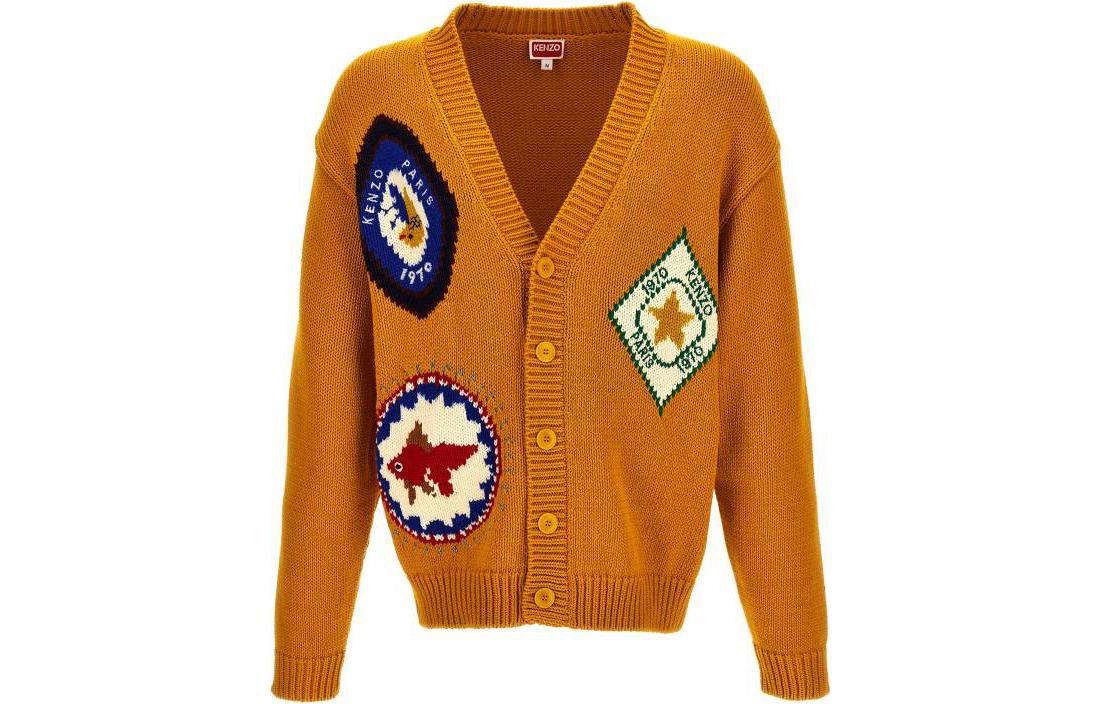 Order Cárdigan Suéter de Hombro Amarillo con Estampado para Hombre KENZO FW23. FD65CA4083BF-40