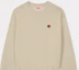 Shop KENZO FW24 Beige Crewneck Sweater with Floral Embroidery Logo. FE62PU4893LB-11